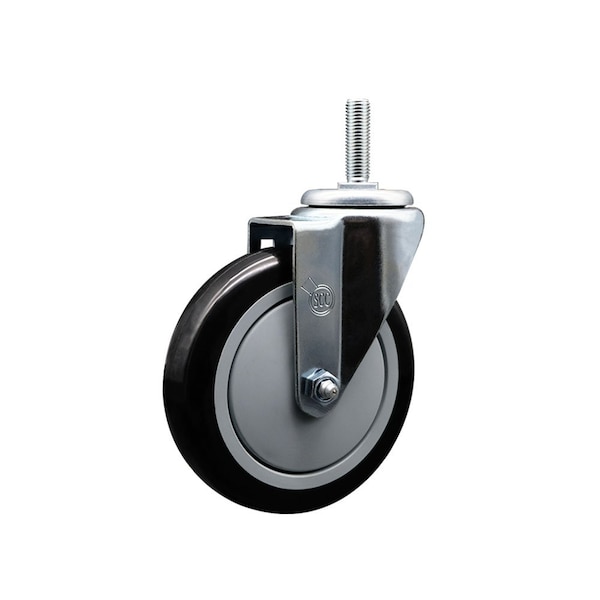 5 Inch Black Polyurethane Wheel Swivel 58 Inch Threaded Stem Caster Service Caster
